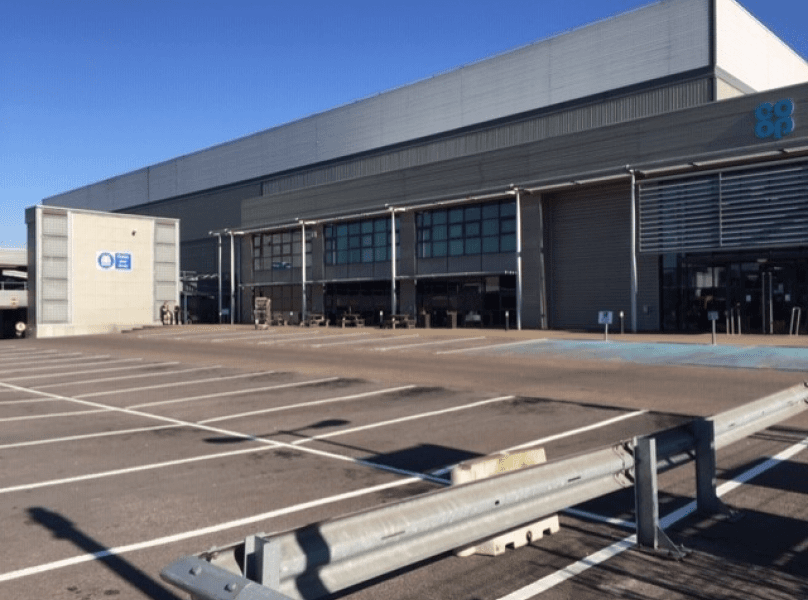 Car park markings at Co-Op distribution centre in Tilbury